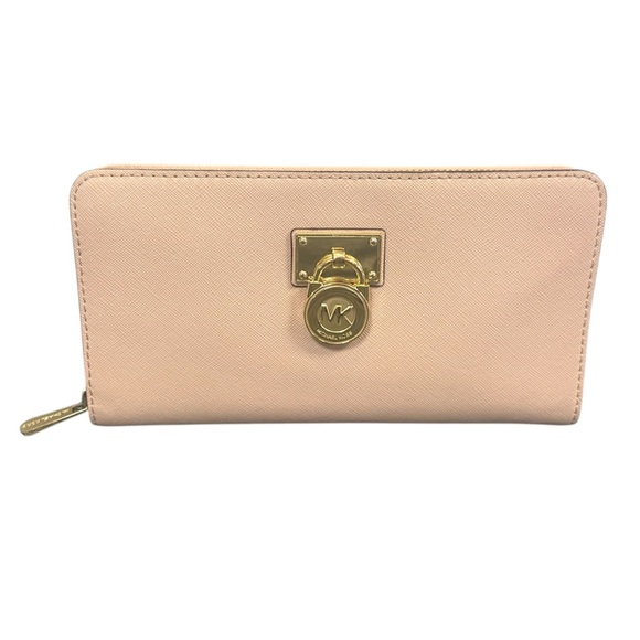 Michael Kors MK Hamilton Traveler Full Size Leather Zip Around Wallet 8” x 4” - Picture 1 of 14